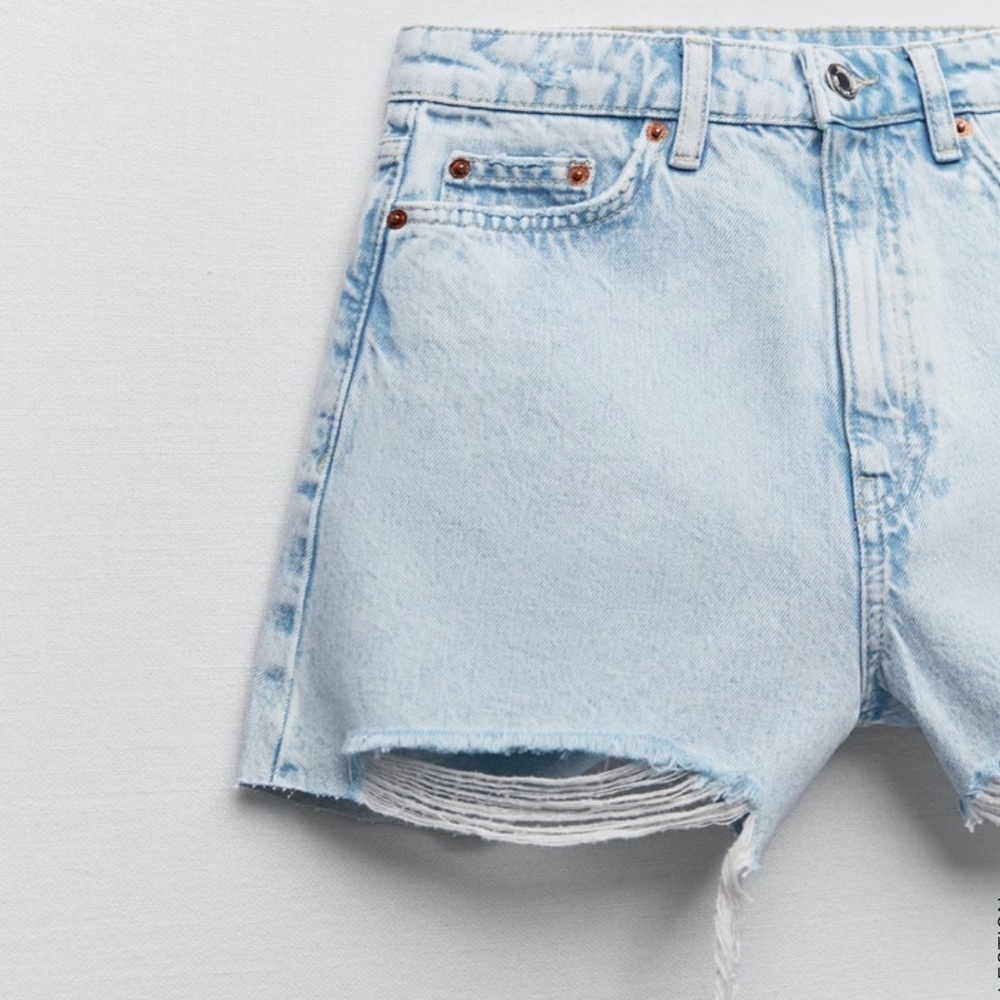 Women's Light Blue Denim Shorts - Picture 2 of 12